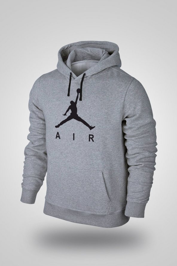 JumpMan 03 Gri NBA Erkek Kapşonlu Sweatshirt - Hoodie - 1