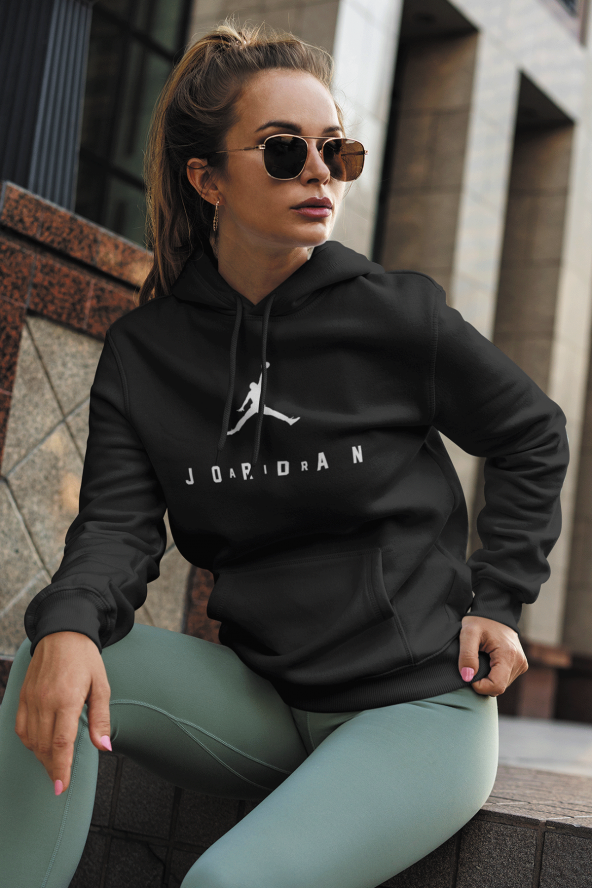 Air Jordan 10 Siyah NBA Kadın Kapşonlu Sweatshirt - Hoodie