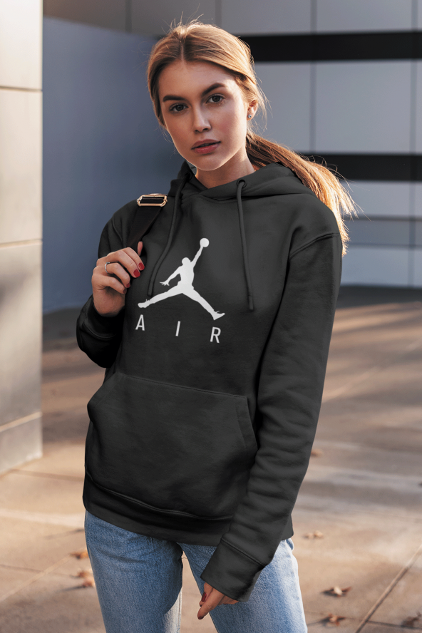 Air Jordan 03 Siyah NBA Kadın Kapşonlu Sweatshirt - Hoodie