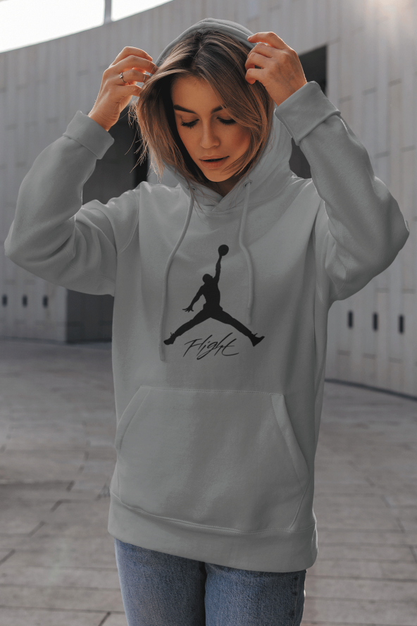 Air Jordan 06 Gri NBA Kadın Kapşonlu Sweatshirt - Hoodie