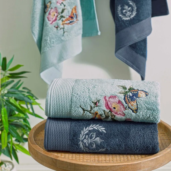 TAÇ RİVER SOFT BAMBOO HAMAM SETİ MAVİ - 2