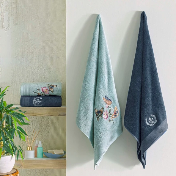 TAÇ RİVER SOFT BAMBOO HAMAM SETİ MAVİ