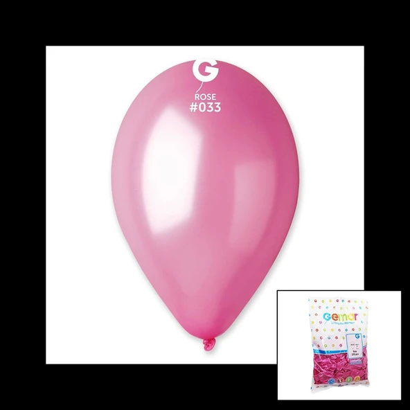 GM-110-33 METALİK - PEMBE BALON 11&apos;&apos; - 28CM - 100 PARÇA (4172) - 1