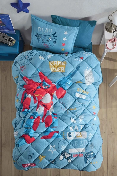 Clasy Tek Kişilik Genç Uyku Seti Game Over Mavi - Resim 2