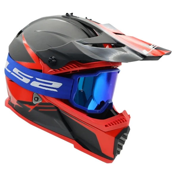 LS2 CHARGER GOGGLES MOTOKROS GÖZLÜK (IRIDIUM CAMLI) MAVİ - 2