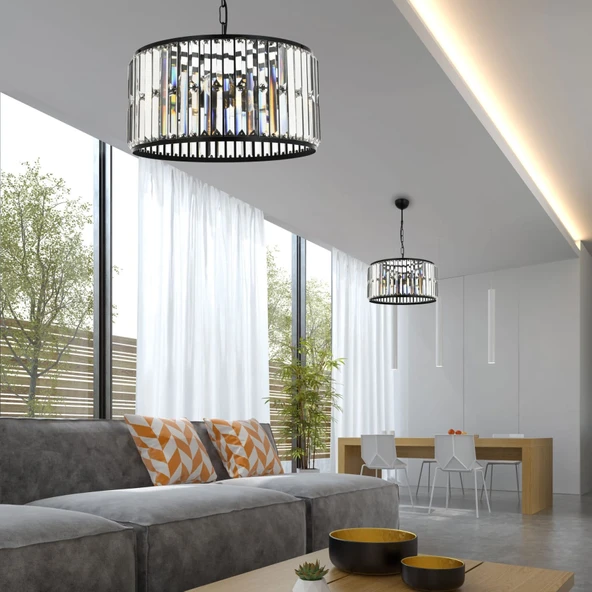 Avonnı Av-60029-3Bsy Siyah Boyalı Modern Avize E27 Metal Cam 40Cm - 2