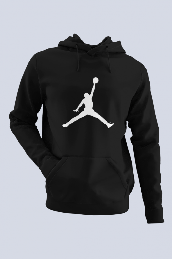 Air Jordan 02 Siyah NBA Erkek Kapşonlu Sweatshirt - Hoodie