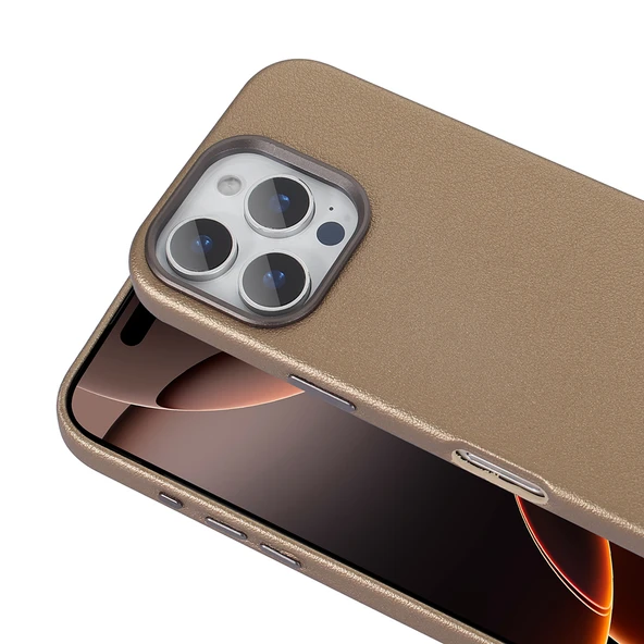 Apple iPhone 16 Pro Max Kılıf Magsafe Şarj Özellikli Deri Görünüm Zr-Adora - Resim 3