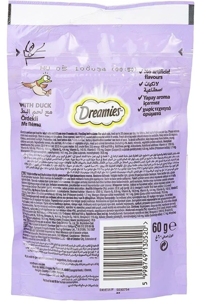 Dreamies Kedi Ödül Maması 60 Gr. X 6 Adet Ördekli Dremies - 4