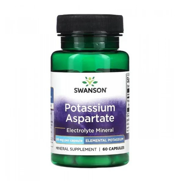 Swanson Potassium Aspartate 99 mg 60 Capsules
