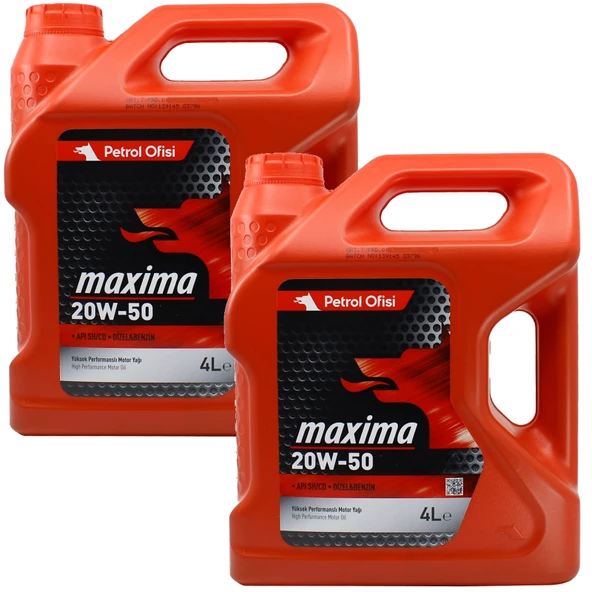 Petrol Ofisi Maxima 20W-50Motor Yağı 2 X  4 Litre