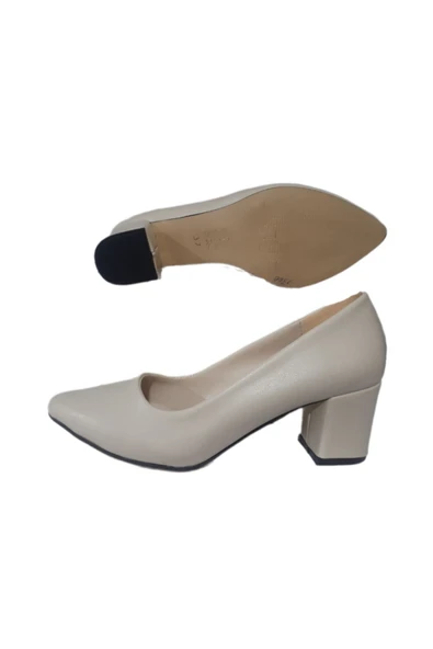 Shoes Kadın Bej Kısa Topuklu Abiye Ayakkabı Nrvna662-79 - 4