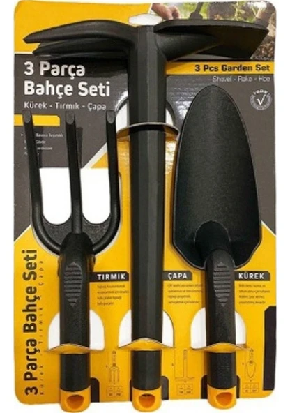 Sgs 3 Parça Bahçe Seti - Çapa Tırmık Kürek Set