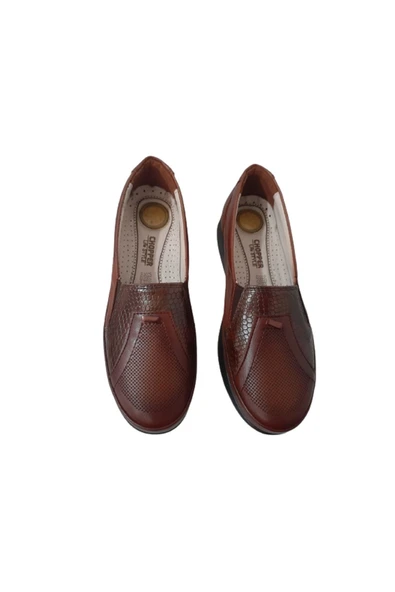 Kadın Taba Ortopedik Hakki Deri Konfor Rahat Ultra Hafif Poli Taban Ayakkabı Babet - Resim 5