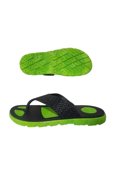 Serabien  Erkek Siyah-Yeşil Parmak Arası Plaj Havuz Günlük Terlik SRB330-01 - 3