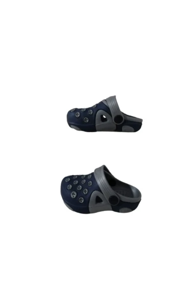 Ak1987-010 Erkek Bebek Lacivert Gri Çift Taban Günlük Yürüyüş Sandalet Terlik