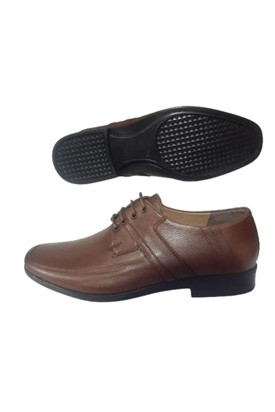 Erkek Kahverengi Bağcıklı Hakiki Deri Düz Klasik Şık Ayakkabı GLDNPS11 - 3