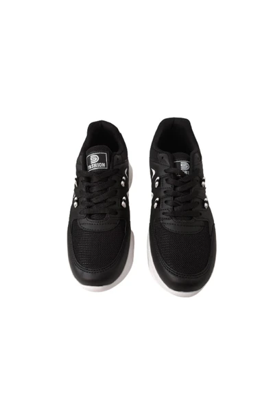 Siyah-beyaz-figürlü Bağcıklı Kadın Günlük Şık Spor Ayakkabı - Resim 3