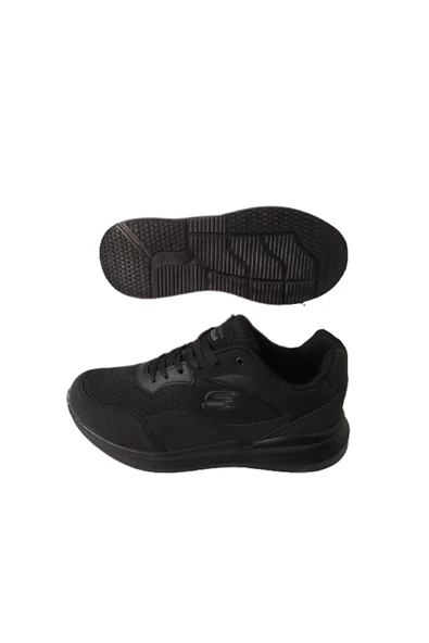 Erkek Siyah-siyah Kaymaz Taban Ultra Hafif Bağcıklı Günlük Spor Ayakkabı - Resim 4