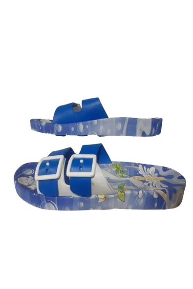 Erkek Çocuk Mavi Beyaz Fil Figürlü Kaymaz Taban Terlik Gzrr659-2 - 5