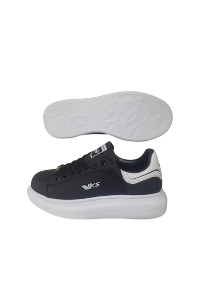 Unısex Siyah-Beyaz Ortopedik Düz Taban Sneaker Spor Ayakkabı wckrs-99 - 3