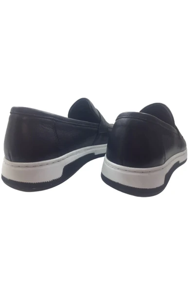 Erkek Siyah Cilt Fiyonklu Ortopedik Taban Günlük Şık Ayakkabı - 5