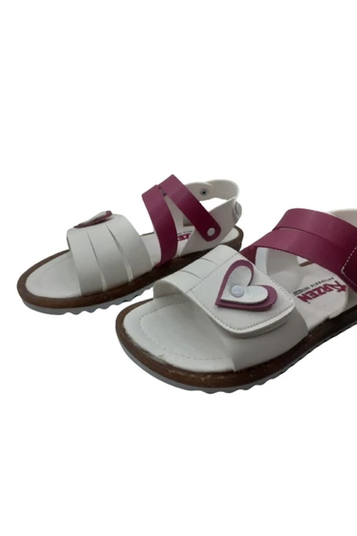 Kız Çocuk Beyaz-Pembe Ortopedik Taban Günlük Şık Sandalet - 2