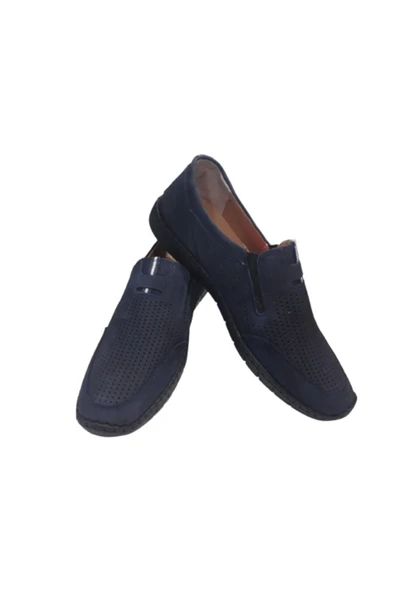 My079-020 Erkek Lacivert Deri Günlük Yürüyüş Casual Ayakkabı - 2