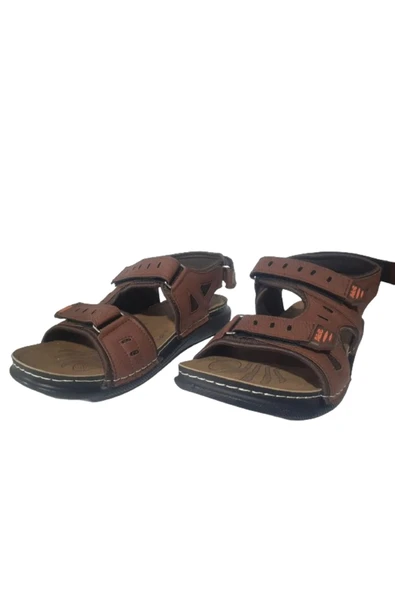 Eren Koyu Kahve Rahat Taban Ayarlanabilir Cırtlı Erkek Sandalet ALC789-14 - 2