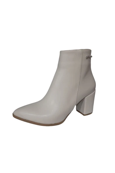 PİERRE CARDİN Kadın Krem Topuklu Ortopedik Taban Günlük Bot - Resim 4