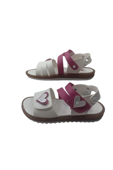 Kız Çocuk Beyaz-Pembe Ortopedik Taban Günlük Şık Sandalet - 4