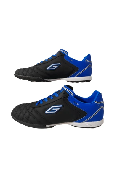 Erkek Siyah-mavi Plastik Dişli Bağcıklı Halı Saha Spor Ayakkabısı Hafif Dayanıklı - 2