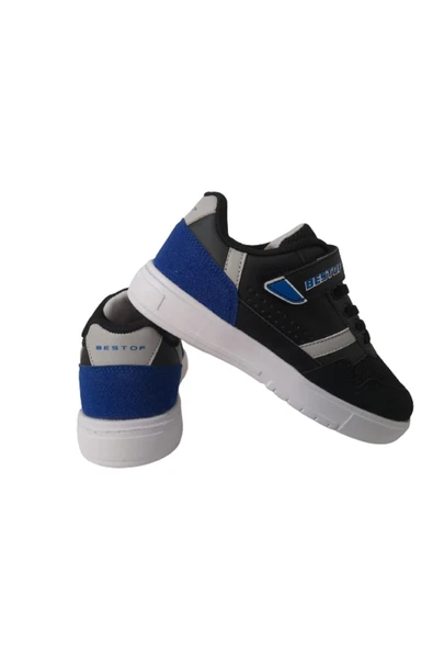 Siyah-beyaz Cırtlı Çocuk Sneaker Best85966 - 4