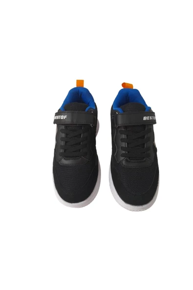 Siyah-beyaz Cırtlı Çocuk Sneaker Best526322 - 7