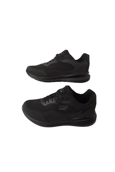 Erkek Siyah-siyah Kaymaz Taban Ultra Hafif Bağcıklı Günlük Spor Ayakkabı - Resim 5