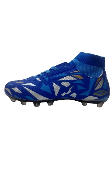 Erkek Mavi Turkuaz Çoraplı Krampon Futbol Ayakkabısı - 4