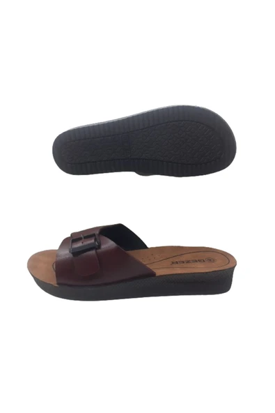 Kadın Bordo Tokalı Ultra Hafif Yürüyüş Terlik - Resim 5