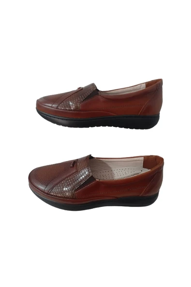 Kadın Taba Ortopedik Hakki Deri Konfor Rahat Ultra Hafif Poli Taban Ayakkabı Babet - Resim 4