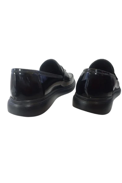 Erkek Siyah Rugan Fiyonklu Günlük Şık Ayakkabı - 6