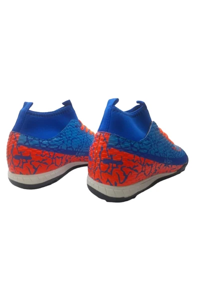 Freelion Erkek Mavi-Turuncu Çoraplı Halı Saha Futbol Ayakkabı - 5