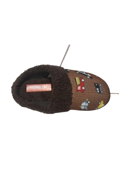 Erkek Çocuk Kahverengi Araba Figürlü Ev İçi Terlik gzrtr2030 - Resim 2