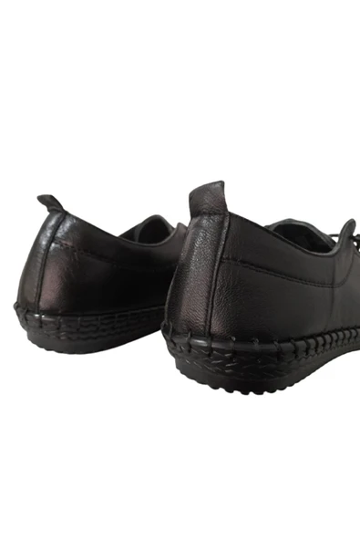 Erkek Siyah Hakiki Deri Spor Şık Ayakkabı - Resim 4