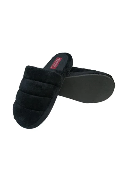 G072-10 Kadın Siyah Peluş Ev Içi Terlik - 4