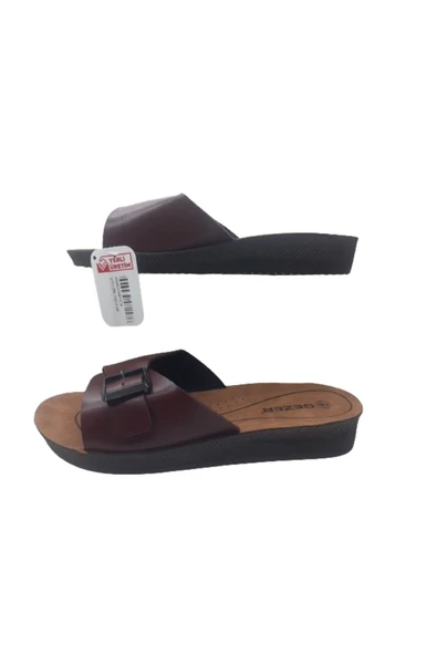 Kadın Bordo Tokalı Ultra Hafif Yürüyüş Terlik - Resim 4