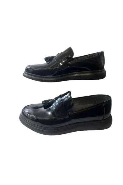 Erkek Siyah Rugan Fiyonklu Günlük Şık Ayakkabı - 4