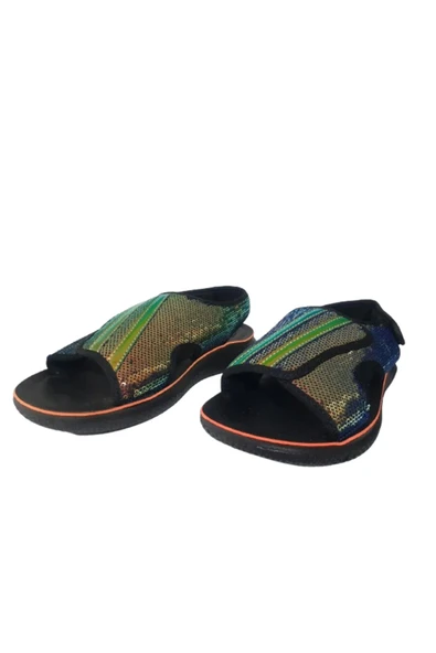 Kadın Siyah Yeşil Ortopedik Taban Günlük Şık Sandalet Gzeer801-17 - 2