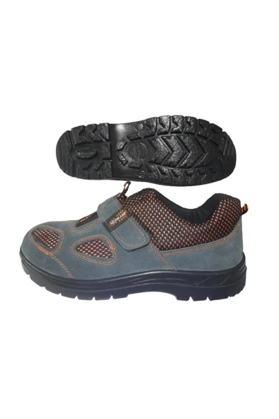 Erkek Gri-Turuncu Çeliksiz Süet İş Güvenlik Ayakkabısı - 5