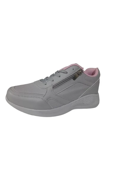Kadın Ortopedik Günlük Bağcıklı Yandan Fermuarlı Rahat Sneaker Spor Ayakkabı - 2