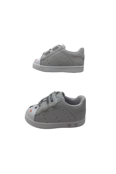 Middo Kids Erkek Bebek Gri-Beyaz Tavşanlı İlk Adım Ortopedik Günlük Yürüyüş Ayakkabı mddo658-00 - Resim 4