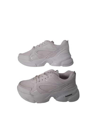 N20 Beyaz Bağcıklı Hafif Kadın Yürüyüş Günlük Ayakkabı - Resim 3